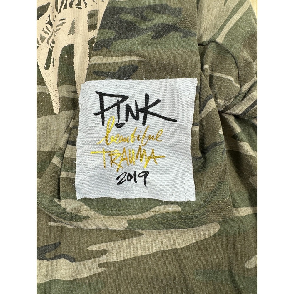 Pink Beautiful Trauma World Tour T-Shirt Mens Large Gray Camouflage Crew Neck - Picture 5 of 7